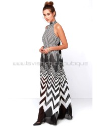 Blurred Lines Black And Ivory Striped Maxi Dress